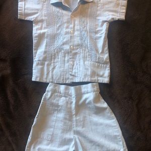 Colli Linen light Blue Little Boys Shirt & Shorts